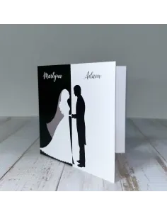 Eleganckie Personalizowane zaproszenie na Ślub Wesele zaproszenia ślubne czarno białe para młoda