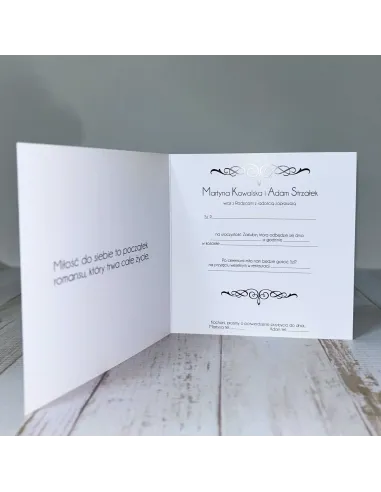Eleganckie Personalizowane zaproszenie na Ślub Wesele zaproszenia ślubne czarno białe para młoda