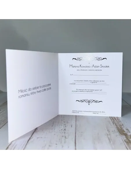 Eleganckie Personalizowane zaproszenie na Ślub Wesele zaproszenia ślubne czarno białe para młoda