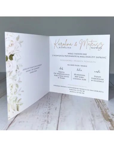 Eleganckie Personalizowane zaproszenie na Ślub Wesele zaproszenia ślubne kwiatowe