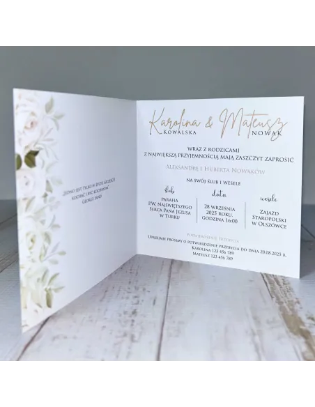 Eleganckie Personalizowane zaproszenie na Ślub Wesele zaproszenia ślubne kwiatowe