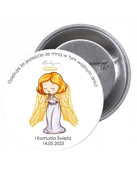 Przypinki buttony  I KOMUNIA ŚWIĘTA DZIĘKUJE, ŻE JESTEŚCIE ZE MNĄ W TYM WAŻNYM DNIU! znaczki badziki z grafiką
