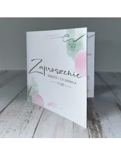 Eleganckie Personalizowane zaproszenie na Ślub Wesele zaproszenia ślubne zielono różowe