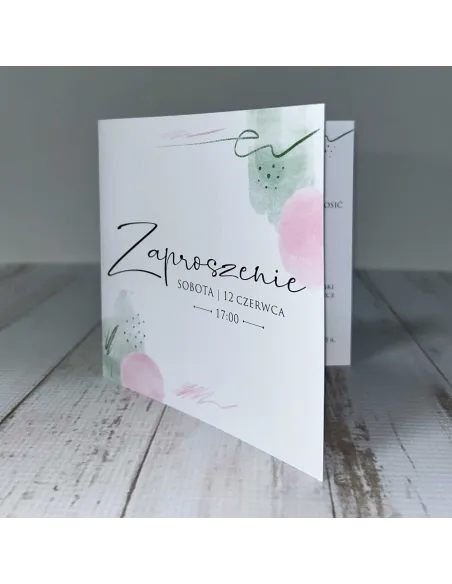 Eleganckie Personalizowane zaproszenie na Ślub Wesele zaproszenia ślubne zielono różowe