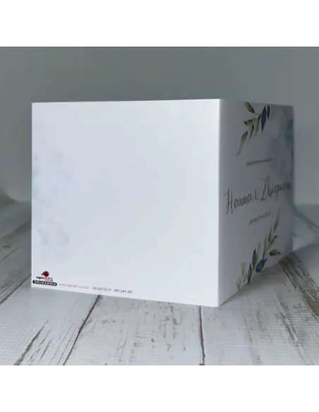 Eleganckie Personalizowane zaproszenie na Ślub Wesele zaproszenia ślubne błękit liście