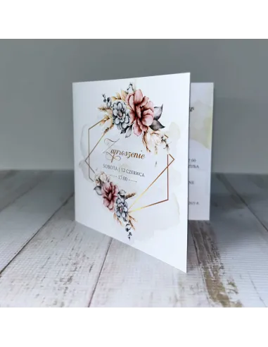 Eleganckie Personalizowane zaproszenie na Ślub Wesele zaproszenia ślubne motyw kwiatowy PROJEKT GRATIS