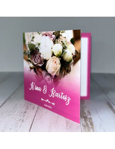 Eleganckie Personalizowane zaproszenie na Ślub Wesele zaproszenia ślubne RÓŻOWE + PROJEKT GRATIS