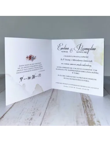 Eleganckie Personalizowane zaproszenie na Ślub Wesele zaproszenia ślubne motyw kwiatowy PROJEKT GRATIS