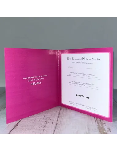 Eleganckie Personalizowane zaproszenie na Ślub Wesele zaproszenia ślubne RÓŻOWE + PROJEKT GRATIS