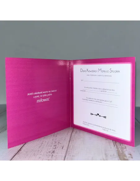 Eleganckie Personalizowane zaproszenie na Ślub Wesele zaproszenia ślubne RÓŻOWE + PROJEKT GRATIS