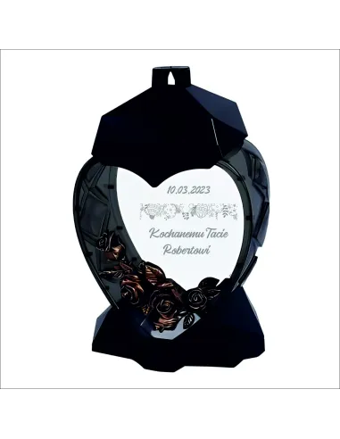 ZNICZ z różą grawerowany w kształcie serca DLA TATY