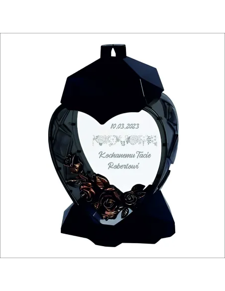 ZNICZ z różą grawerowany w kształcie serca DLA TATY