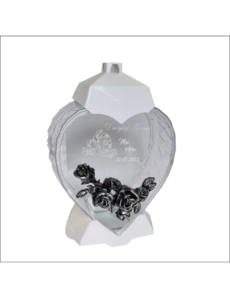 EKSKLUZYWNY ZNICZ kształt SERCE biały personalizowany GRAWER dla żony
