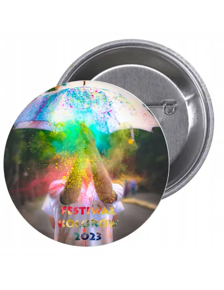 Przypinki buttony FESTIWAL KOLORÓW 2023 znaczki badziki z grafiką