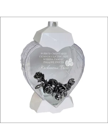 EKSKLUZYWNY ZNICZ kształt SERCE biały personalizowany GRAWER dla taty