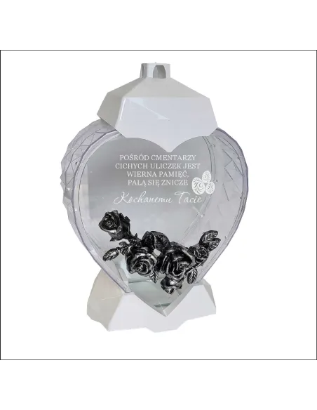 EKSKLUZYWNY ZNICZ kształt SERCE biały personalizowany GRAWER dla taty