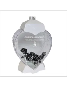 EKSKLUZYWNY ZNICZ kształt SERCE biały personalizowany GRAWER dla dziadków