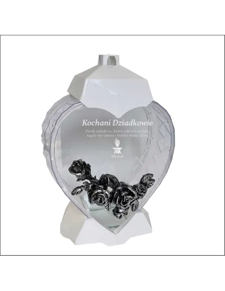 EKSKLUZYWNY ZNICZ kształt SERCE biały personalizowany GRAWER dla dziadków