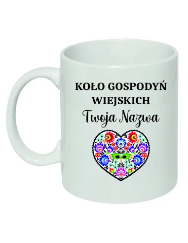 Kubek ceramiczny KGW Koło Gospodyń Wiejskich z nadrukiem twoją nazwą logo