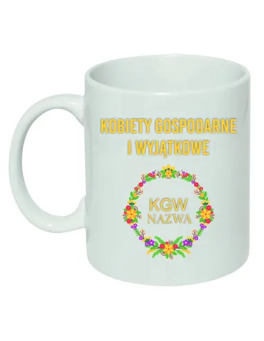 Kubek ceramiczny KGW Koło Gospodyń Wiejskich z nadrukiem twoją nazwą logo