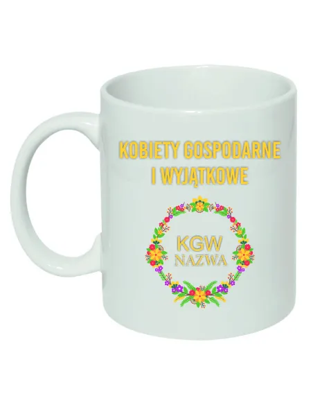 Kubek ceramiczny KGW Koło Gospodyń Wiejskich z nadrukiem twoją nazwą logo