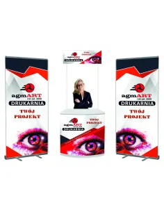 STOISKO DEGUSTACYJNE DUŻE PROMOCYJNE REKLAMOWE + 2X ROLLUP Z GRAFIKĄ