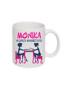 Kubek dla kosmetyczki z nadrukiem imię najlepsza manikiurzystka