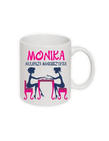Kubek dla kosmetyczki z nadrukiem imię najlepsza manikiurzystka