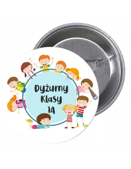 Przypinki buttony DYŻURNY KLASY 1A  znaczki badziki z grafiką