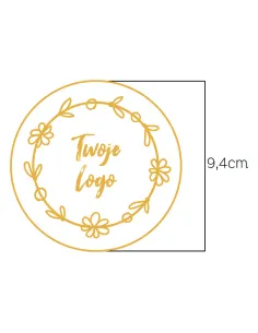 Naklejki LOGO ETYKIETY REKLAMOWE twój nadruk grafika tekst 9,4cm 125 szt