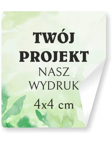 Naklejki ETYKIETY REKLAMOWE twoje LOGO dowolny nadruk 4 x 4 cm 280 sztuk