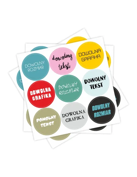 Naklejki z LOGO firmowe ETYKIETY REKLAMOWE z twoim dowolnym nadrukiem 5x5 cm 160 szt.