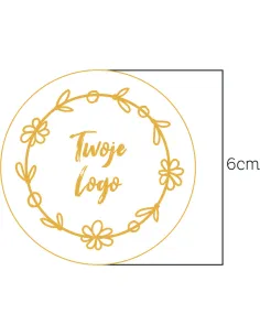 Naklejki ETYKIETY REKLAMOWE twoje LOGO cięte po obrysie 6 cm 100 sztuk