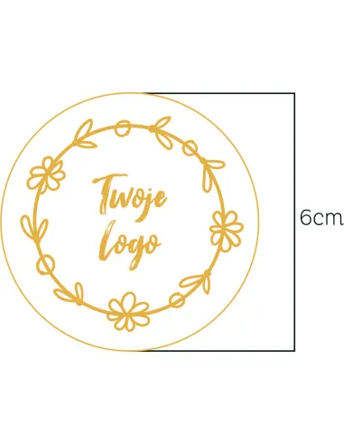 Naklejki ETYKIETY REKLAMOWE twoje LOGO cięte po obrysie 6 cm 100 sztuk