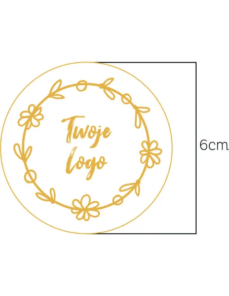 Naklejki ETYKIETY REKLAMOWE twoje LOGO cięte po obrysie 6 cm 100 sztuk