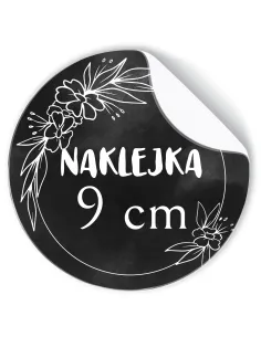 Naklejki ETYKIETY REKLAMOWE twoje LOGO cięte po obrysie 9 cm 100 sztuk