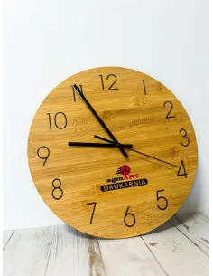Bambusowy ZEGAR ścienny z nadrukiem UV z twoim LOGO
