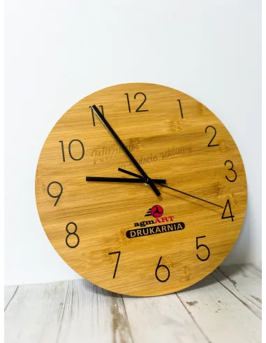 Bambusowy ZEGAR ścienny z nadrukiem UV z twoim LOGO