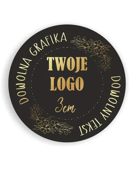 Naklejki ETYKIETY REKLAMOWE + twoje LOGO dowolny nadruk 200 sztuk 3 cm