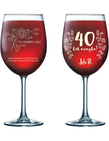 Kieliszek do wina grawer PREZENT na rocznicę ślubu