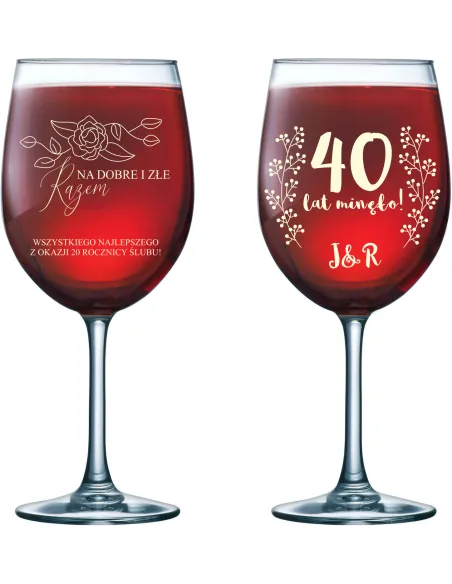 Kieliszek do wina grawer PREZENT na rocznicę ślubu