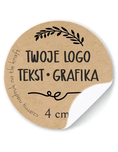 Naklejki ETYKIETY REKLAMOWE eko kraft twój dowolny nadruk LOGO 500 szt 4 cm