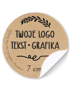 Naklejki ETYKIETY REKLAMOWE eko kraft twój dowolny nadruk LOGO 200 szt 7 cm