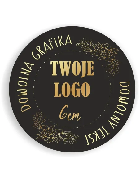 Naklejki ETYKIETY REKLAMOWE dowolny nadruk grafika tekst LOGO 6 cm 250 szt.