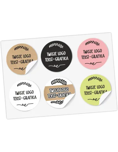 Naklejki ETYKIETY REKLAMOWE kształt dowolny nadruk grafika tekst z LOGO