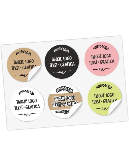 Naklejki ETYKIETY REKLAMOWE kształt dowolny nadruk grafika tekst z LOGO