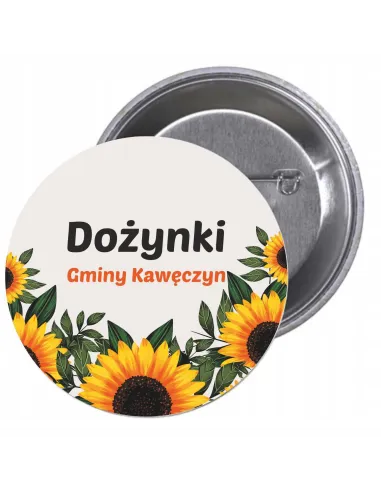 Przypinki buttony DOŻYNKI GMINY KAWĘCZYN  znaczki badziki z grafiką