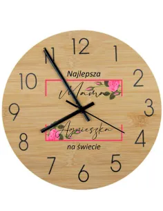 Bambusowy ZEGAR ścienny z nadrukiem UV prezent DLA MAMY