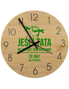 Bambusowy ZEGAR ścienny nadruk UV personalizowany PREZENT NA DZIEŃ TATY