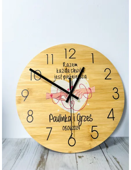 Bambusowy ZEGAR ścienny nadruk UV personalizowany PREZENT NA DZIEŃ TATY